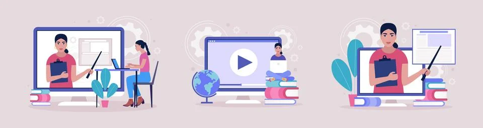 Online learning Stock Illustration