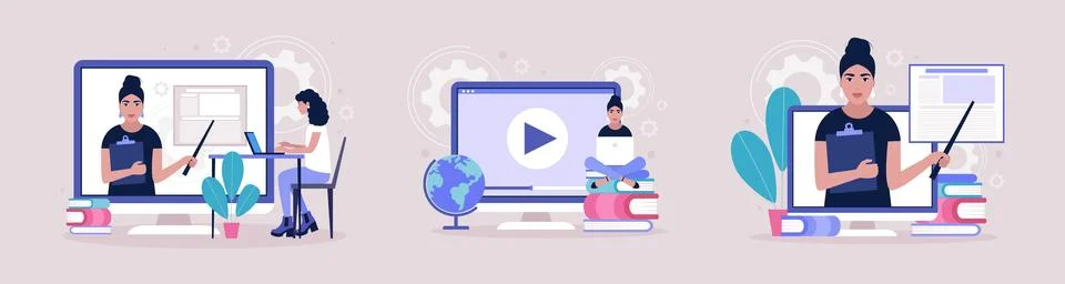 Online learning Stock Illustration