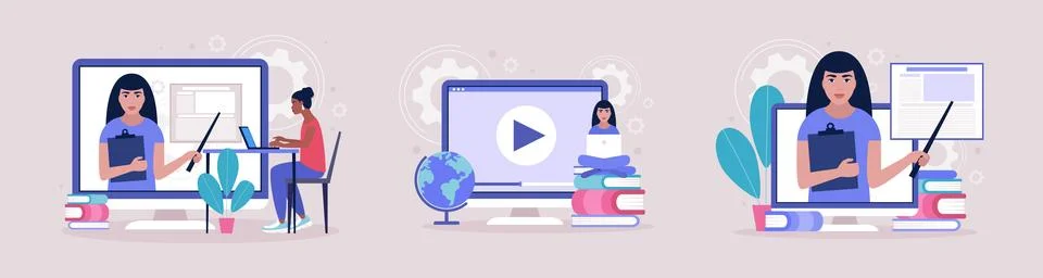 Online learning Stock Illustration