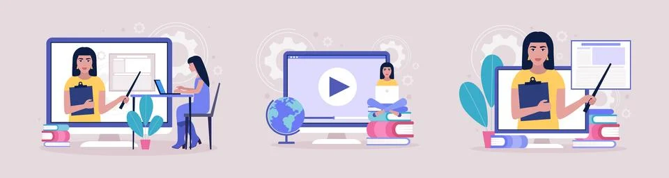 Online learning Stock Illustration