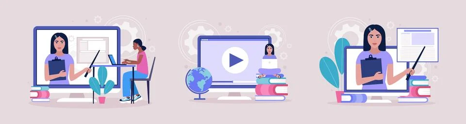 Online learning Stock Illustration