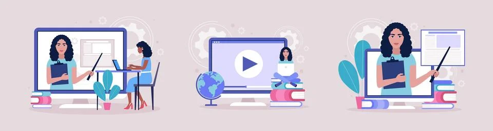 Online learning Stock Illustration
