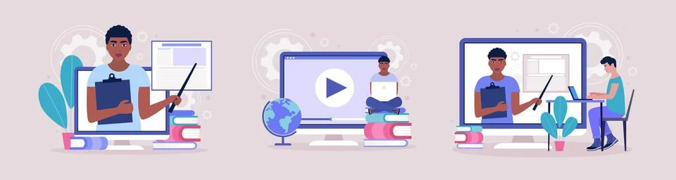 Online learning Stock Illustration