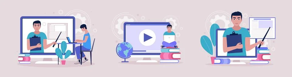 Online learning Stock Illustration