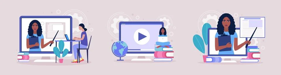 Online learning Stock Illustration