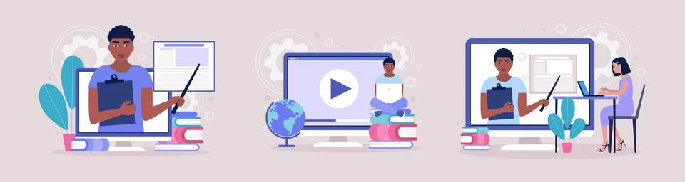 Online learning Stock Illustration