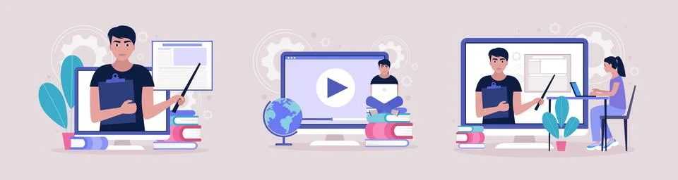 Online learning Stock Illustration
