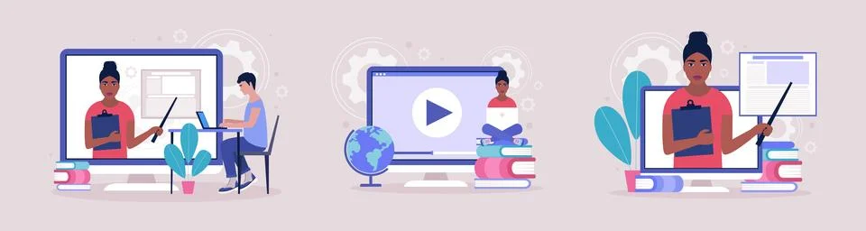 Online learning Stock Illustration