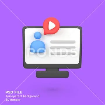 Online learning isolated 3d render icon illustration PSD Template