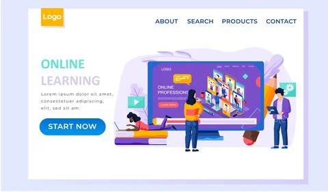 Online learning landing page template. Choosing a future profession. Freelancer Stock Illustration