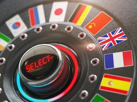 Online learning language or choice language on the web site concept. Onlin... Stock Photos