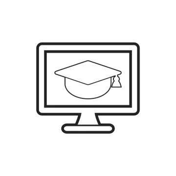 Online Learning Line Icon. Editable Vector EPS. Stock Illustration