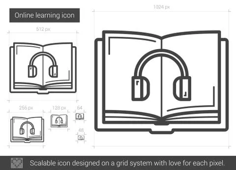 Online learning line icon Illustrazione stock