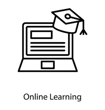 Online learning line icon Stock Illustration
