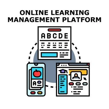 Online learning management platform concept connecting digital education re.. Stock Illustration