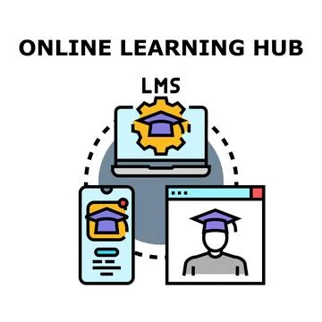 Online learning management system connecting students digitally Stock Illustration