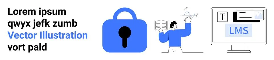 Online Learning Management System with Security Features and Technical Analys Stock Illustration