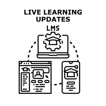 Online learning management system updates across devices Stock Illustration