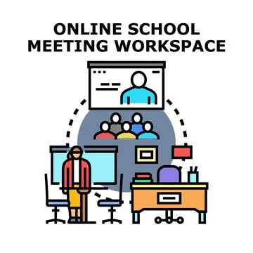 Online learning meeting workspace vector concept Stock Illustration