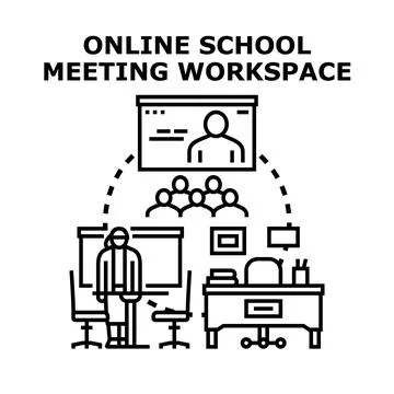 Online learning meeting workspace vector concept Stock Illustration