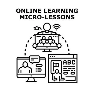 Online learning micro lessons vector concept illustration Illustrazione stock