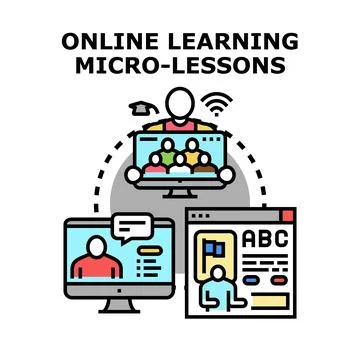 Online learning micro lessons vector concept illustration Stock Illustration