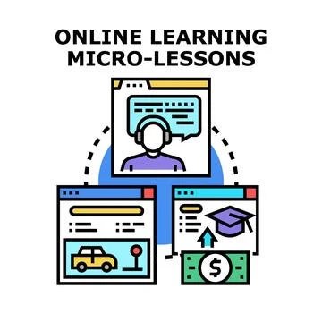 Online learning micro lessons vector concept illustration Stock Illustration