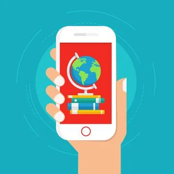 Online learning on mobile phone vector illustration Stock Illustration