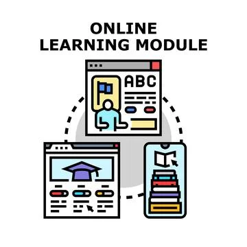 Online learning module and distance education concept Stock Illustration