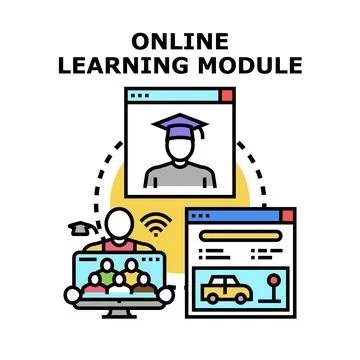 Online learning module distant education vector concept Stock Illustration