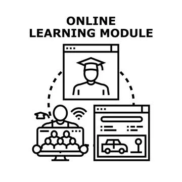 Online learning module distant education vector concept Stockillustratie