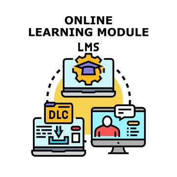 Online learning module lms system concept Stock Illustration