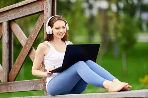 Online learning or teleworking using laptop connected internet via 5g network Stock Photos