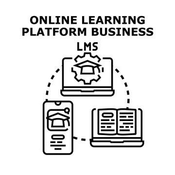 Online learning platform business lms technology concept Stock Illustration