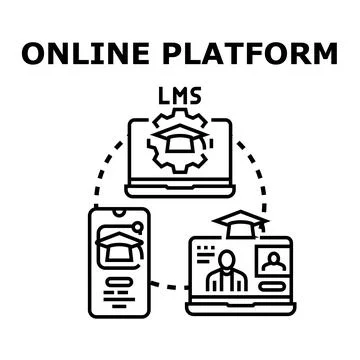 Online learning platform connecting education devices 库存插图