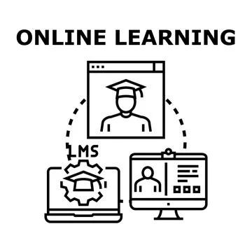 Online learning platform connecting students and digital education system Stock Illustration