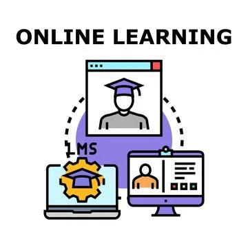 Online learning platform connecting students and digital education system Stock Illustration