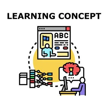 Online learning platform connecting with user knowledge base Stockillustratie