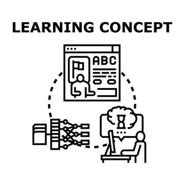 Online learning platform connecting with user knowledge base Stock Illustration