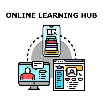Online learning platform connecting various educational resources and users Stock Illustration