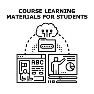 Online learning platform delivering course materials for students Stock Illustration