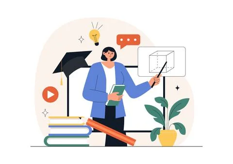Online Learning Platform Illustration Featuring E-Learning Courses, Distanc.. 스톡 일러스트