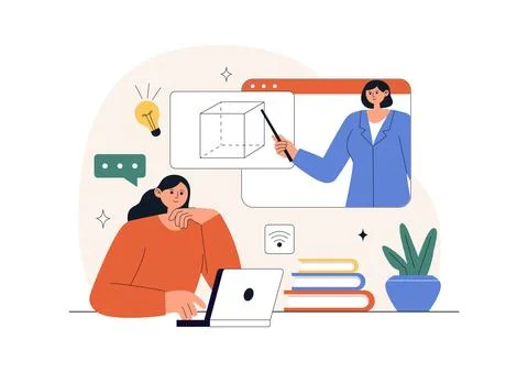 Online Learning Platform Illustration Featuring E-Learning Courses, Distanc.. Illustrazione stock