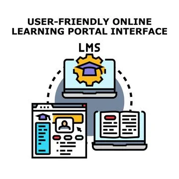 Online learning platform interface assisting education development system 스톡 일러스트