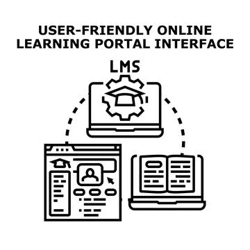Online learning platform interface assisting education development system Illustrazione stock
