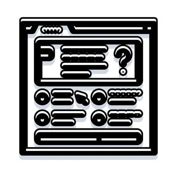 Online learning platform interface with question mark icon 스톡 일러스트