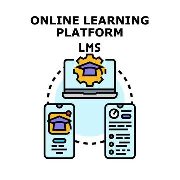Online learning platform lms global education concept Stock Illustration