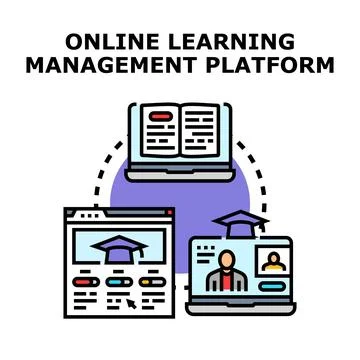 Online learning platform managing virtual educational content Stock Illustration