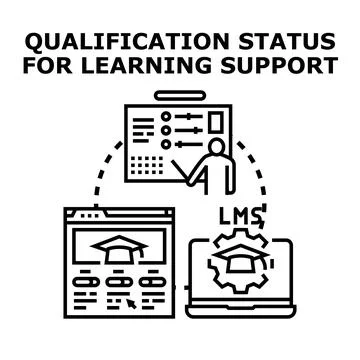 Online learning platform qualification and support status Illustrazione stock
