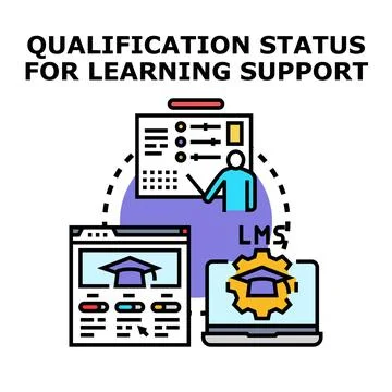 Online learning platform qualification and support status Illustrazione stock